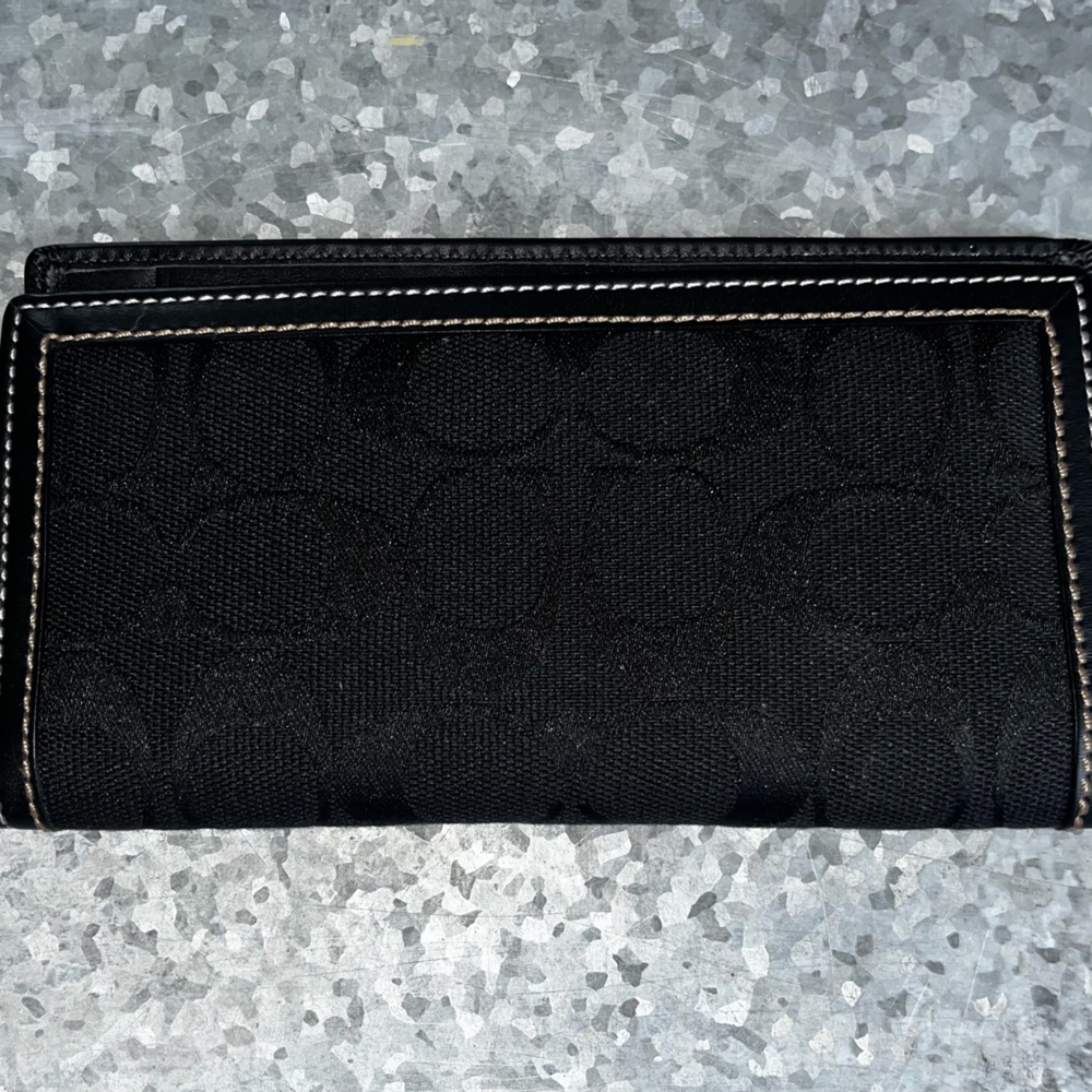 Vintage l Coach Black Monogram Logo Checkbook Holder